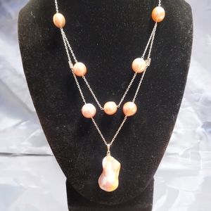 🔥PRICE CUT🔥NWT BAROQUE PEARL LAYERED RHODIUM OVER STERLING SILVER NECKLACE